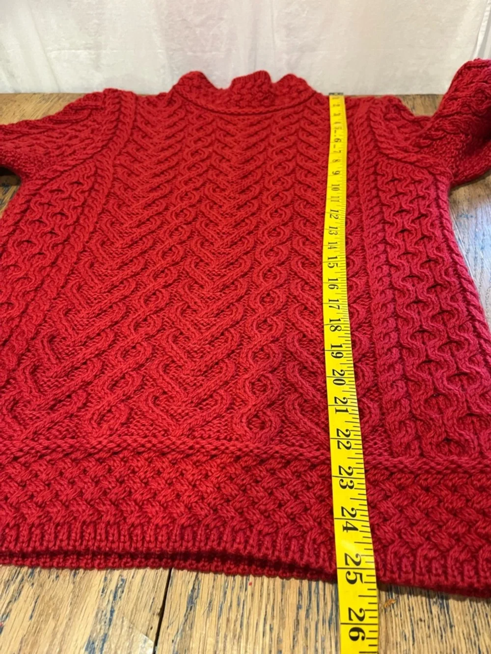 ARAN MÓR Red Cable Knit Sweater Size S - Picture 10 of 11